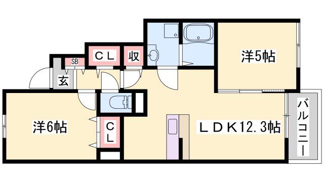 プレアデスA(2LDK/1階)の間取り写真