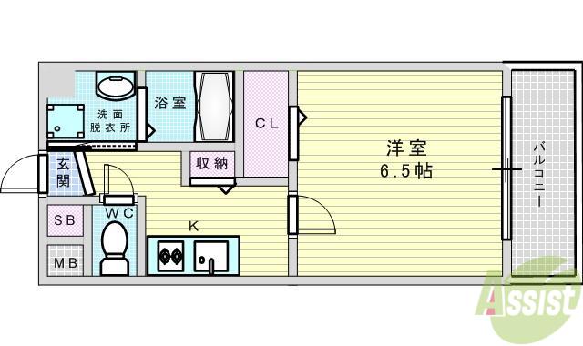 スプランディッド新大阪DUE(1K/7階)の間取り写真