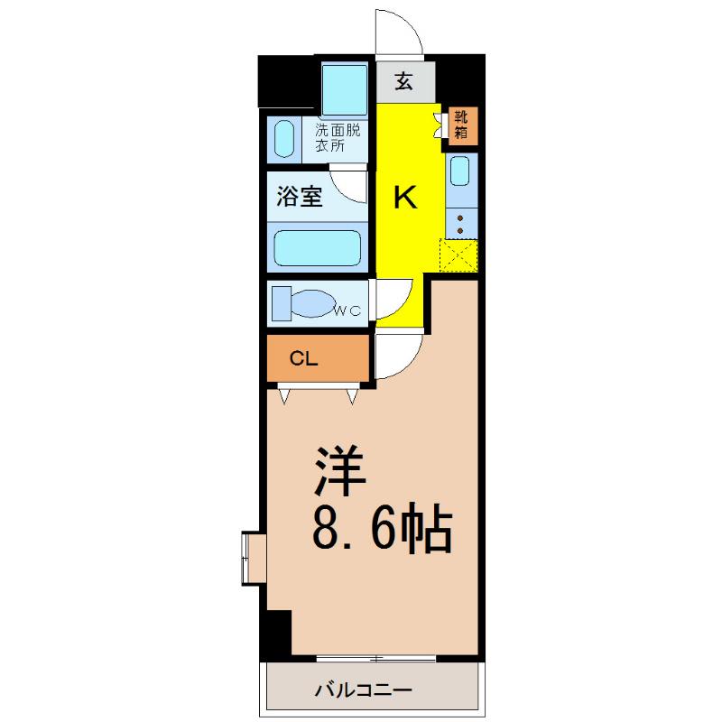 イースタンヒルズ本郷駅前(1K/8階)の間取り写真
