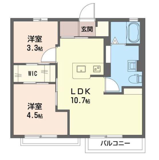 S・Kハイム B(2LDK/2階)の間取り写真