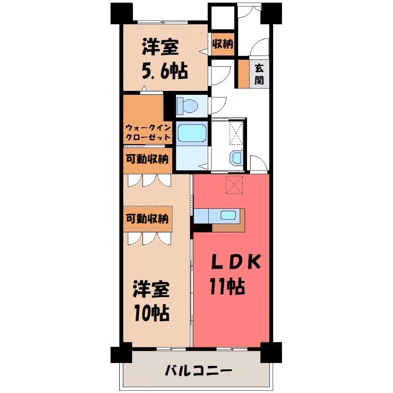 GRAND LEAGA(2LDK/7階)の間取り写真
