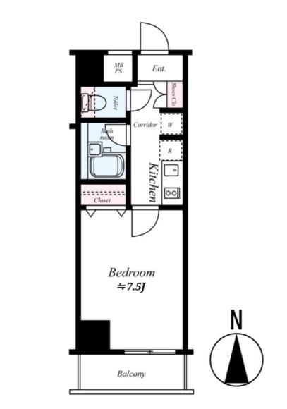 L-FLAT 入谷(1K/6階)の間取り写真