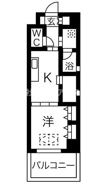 ARROW FIELDS 貮番館(1DK/8階)の間取り写真