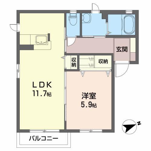 EKハイツ(1LDK/2階)の間取り写真