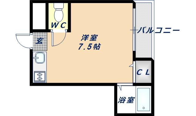 クリエイトPART1(ワンルーム/2階)の間取り写真