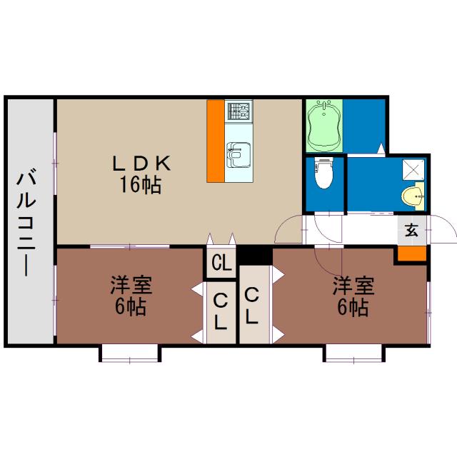Y・A・F福富東マンション(2LDK/1階)の間取り写真