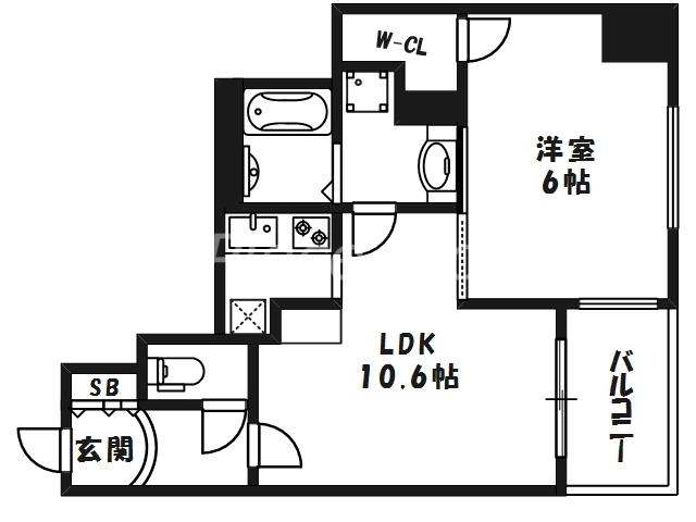 エステムプラザ梅田中崎町Ⅱ(1LDK/5階)の間取り写真