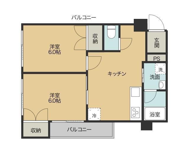 BASE津田(2DK/4階)の間取り写真