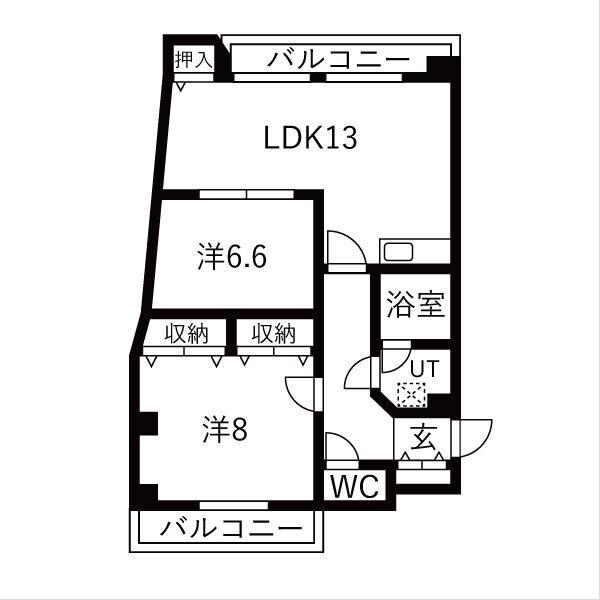 阪神ハイグレードマンション1番館(2LDK/7階)の間取り写真