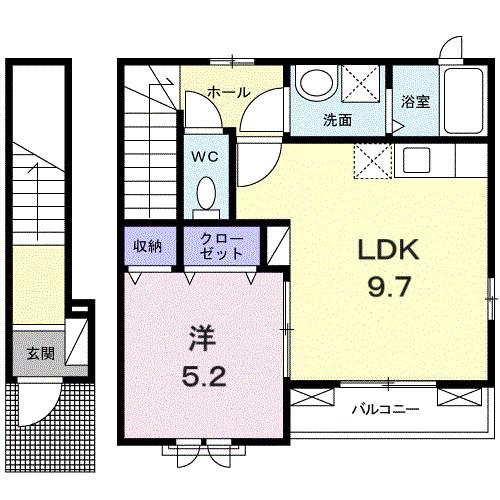 ルナ三田(1LDK/2階)の間取り写真