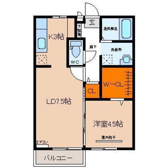 フルール大町(1LDK/2階)の間取り写真