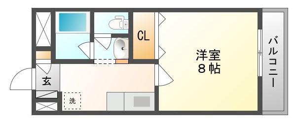 アルペジオ富町(1K/2階)の間取り写真