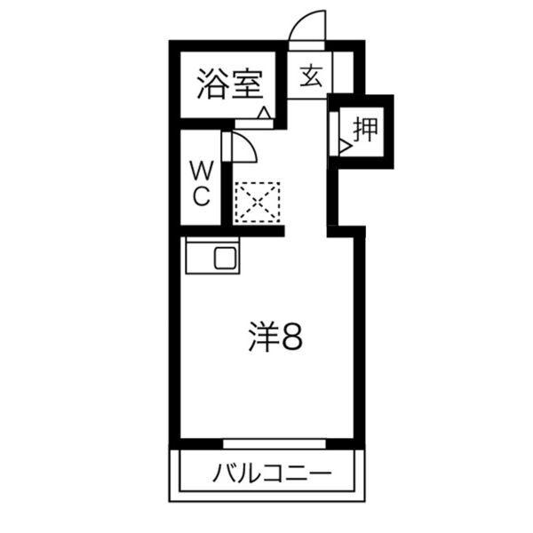 ヴァンベール植田(ワンルーム/4階)の間取り写真