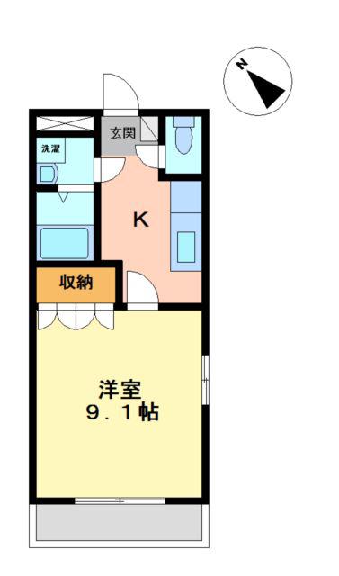 アルコバレーノ新白河(1K/1階)の間取り写真