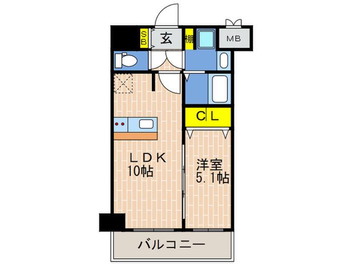 プレサンス兵庫ヴィアーレ(1LDK/6階)の間取り写真