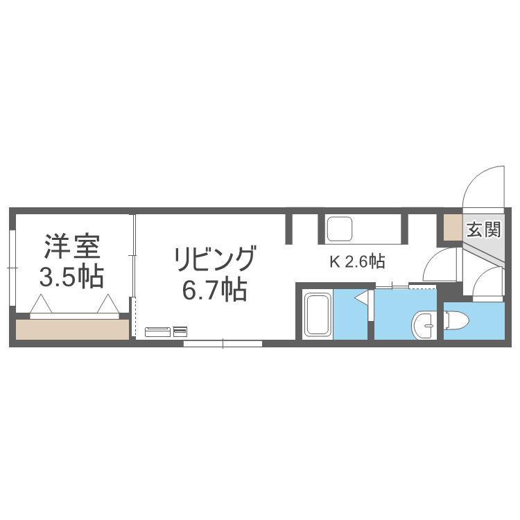 CASA CENTRO 平岸 SECONDO(1LDK/3階)の間取り写真