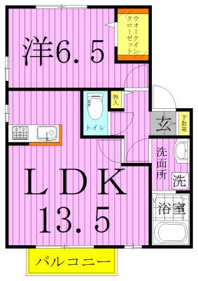 リヴェールA(1LDK/1階)の間取り写真