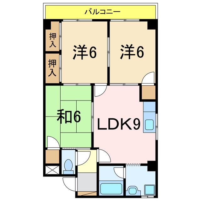 マンション エスポワール(3DK/2階)の間取り写真