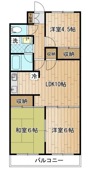 溝の口 平5丁目マンション コート・ドゥ・ピエール(3LDK/3階)の間取り写真