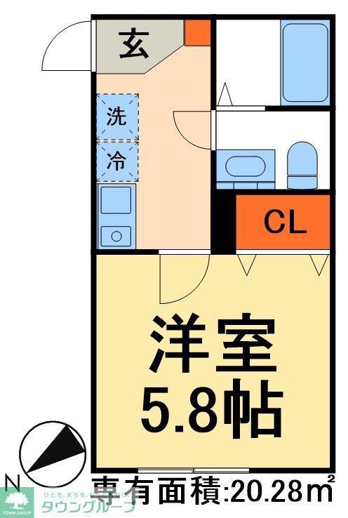 エスコート松戸新田(1K/2階)の間取り写真