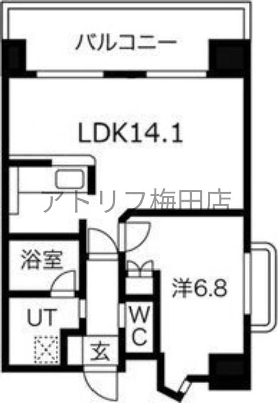アルグラッド鷺洲(1LDK/14階)の間取り写真