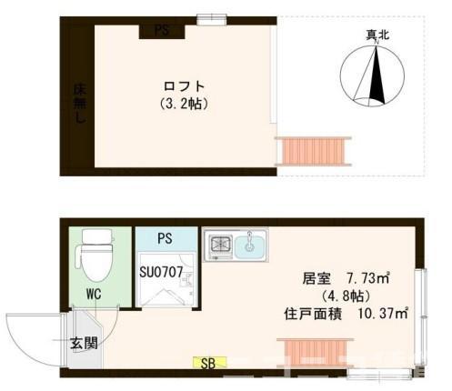 ハーモニーテラス東陽(ワンルーム/2階)の間取り写真