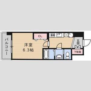 LUXE緑橋(1K/6階)の間取り写真