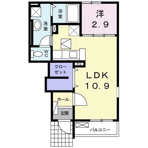 アリエッタ(1LDK/1階)の間取り写真