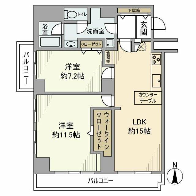 恒陽マンション(2LDK/10階)の間取り写真
