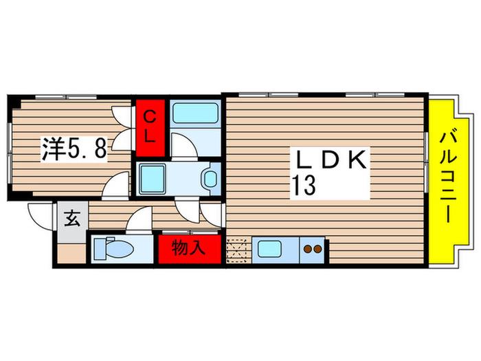 サン・タカラ(1LDK/4階)の間取り写真