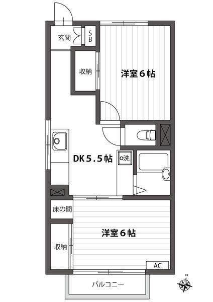 第二マンションウエスト(2DK/1階)の間取り写真