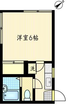 タウンハイツ生麦B棟(1K/2階)の間取り写真