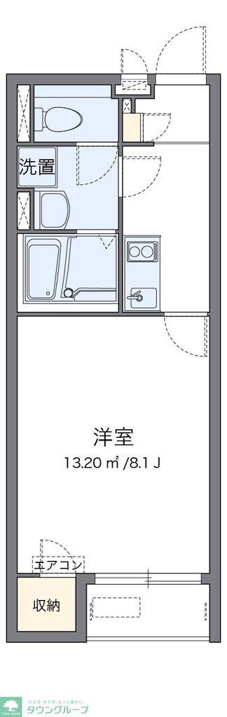 クレイノグレースコーラル寄居(1K/1階)の間取り写真