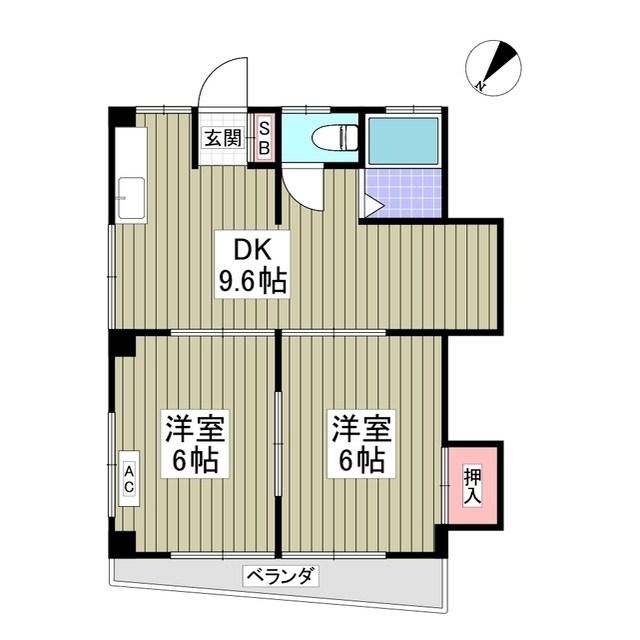 小台橋マンション(2DK/3階)の間取り写真