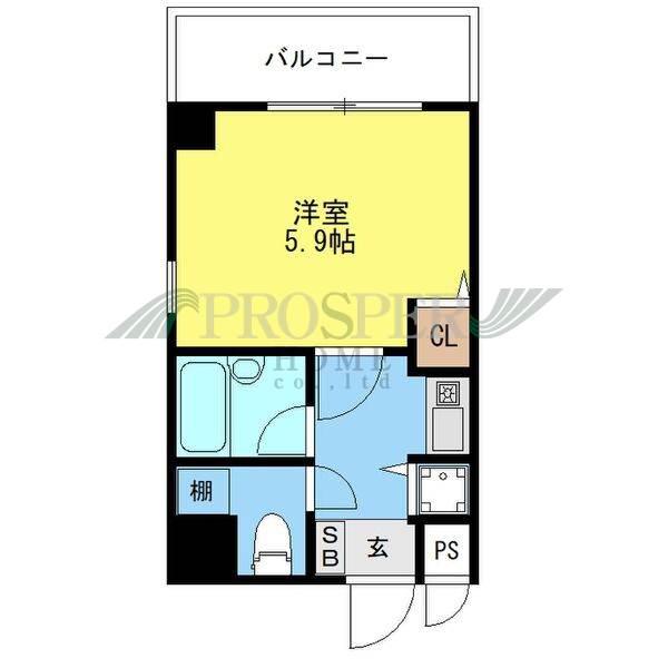 CUTYLIFEディナスティ日本橋(1K/6階)の間取り写真