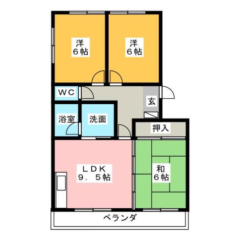 カームヒルズN(3DK/3階)の間取り写真
