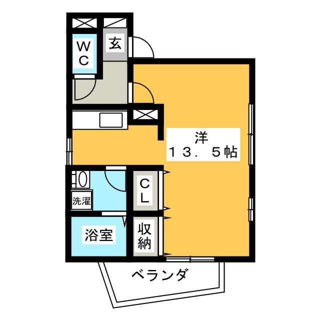 リヴェール(ワンルーム/1階)の間取り写真