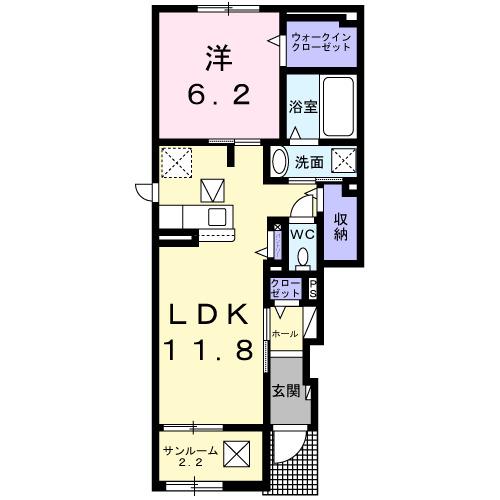 メゾン ブリリア(1LDK/1階)の間取り写真