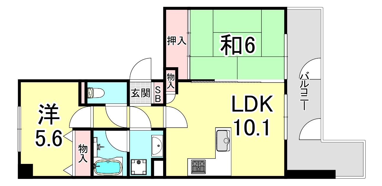 ファミールハイツ明石1番館(2LDK/8階)の間取り写真