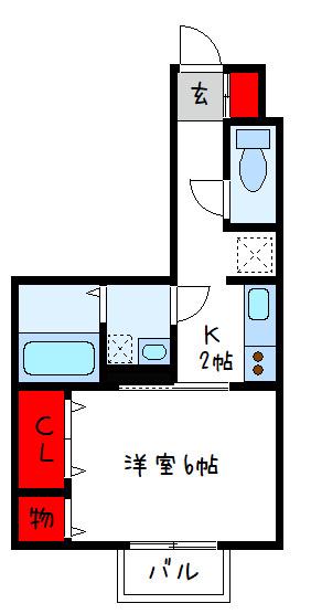 パークサイド渋川 A棟(1K/1階)の間取り写真