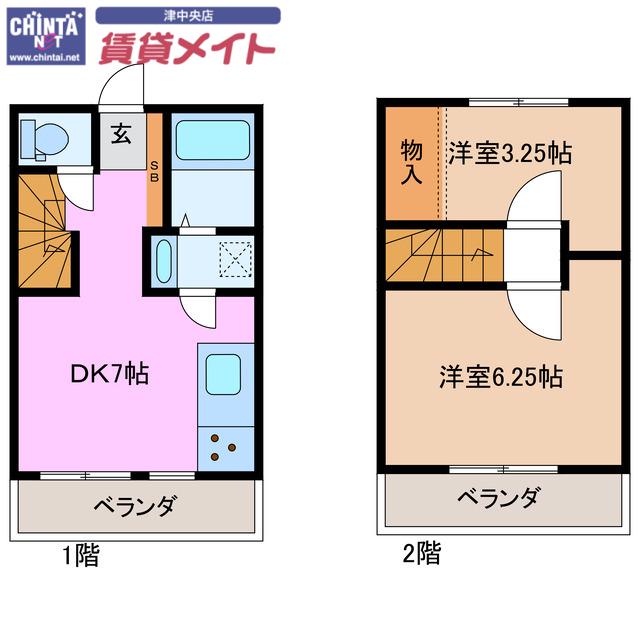 THE RESIDENCE GRAND津白塚(2DK/1階)の間取り写真