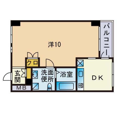 KDXレジデンス西新(1DK/3階)の間取り写真