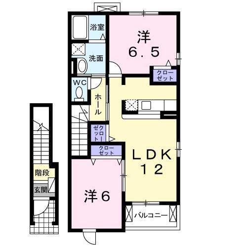 サニ-コート広崎(2LDK/2階)の間取り写真