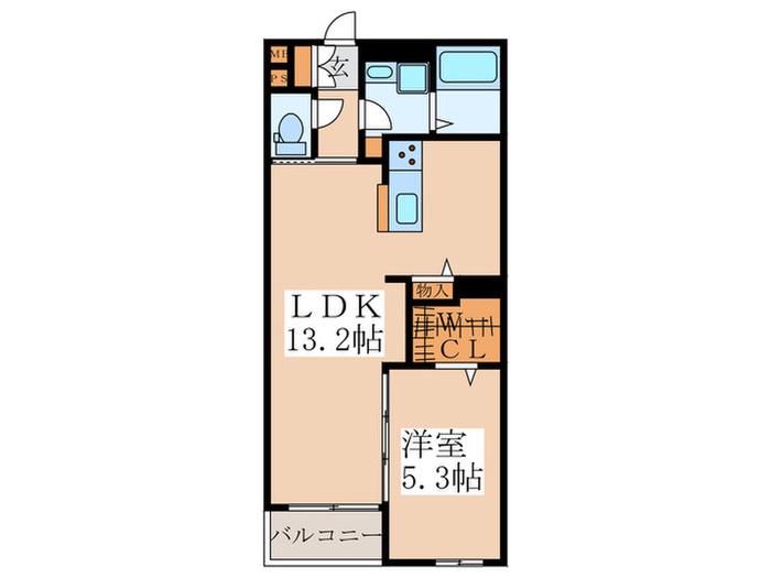 ル・シェーヌMIYOSHI(1LDK/2階)の間取り写真