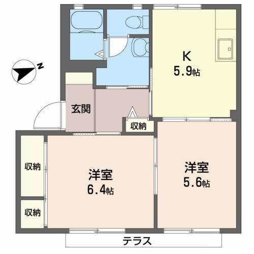 ラ・フォーレ深井H棟(2K/1階)の間取り写真
