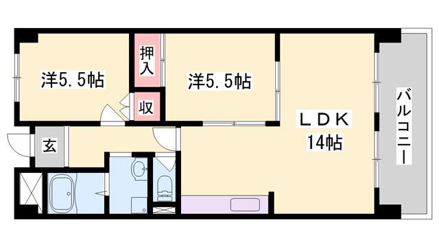 リーベンハイツ(2LDK/5階)の間取り写真