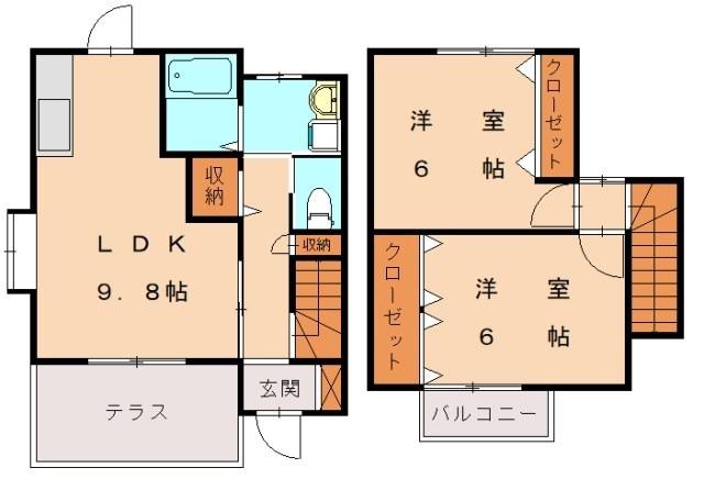 中川ハイツ6(2LDK/1階)の間取り写真