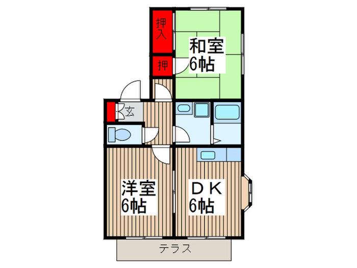 メゾンしろうま(2DK/1階)の間取り写真