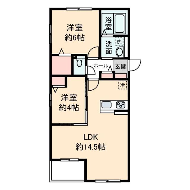 グリーングラス(2LDK/1階)の間取り写真