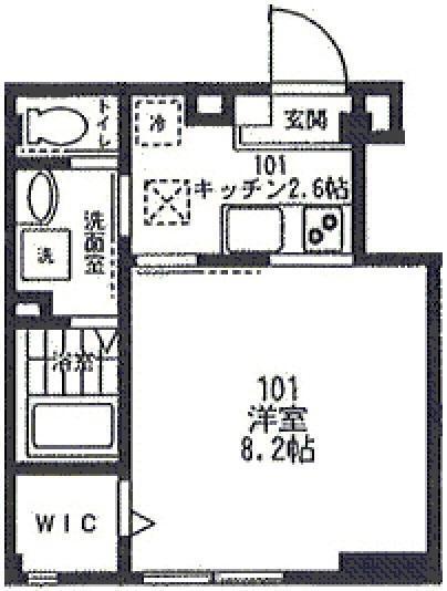 ヴィクトワール(1K/1階)の間取り写真